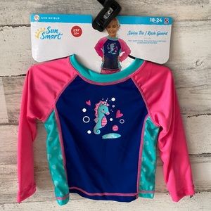 Toddler Girls Long Sleeve Swim Shirt Size S (18-24 Months) NEW
